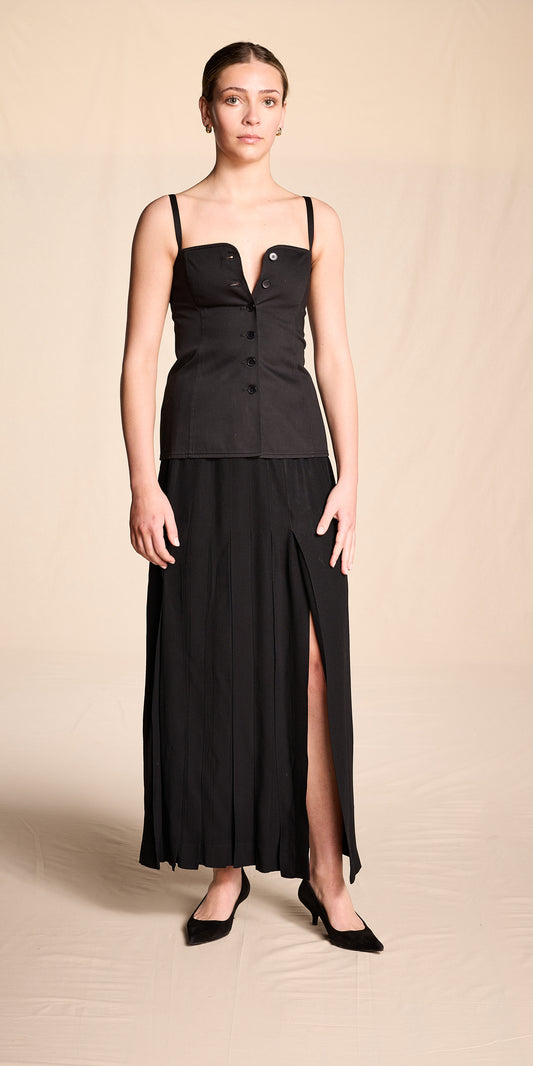 Yves Saint Laurent 1980s Black Twill Bodice Top