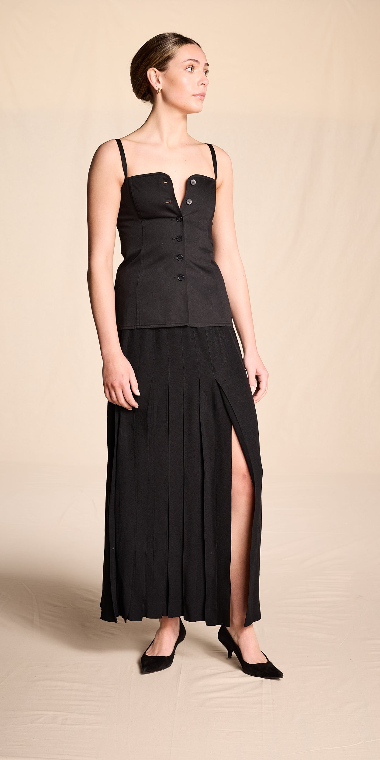 Yves Saint Laurent 1980s Black Twill Bodice Top