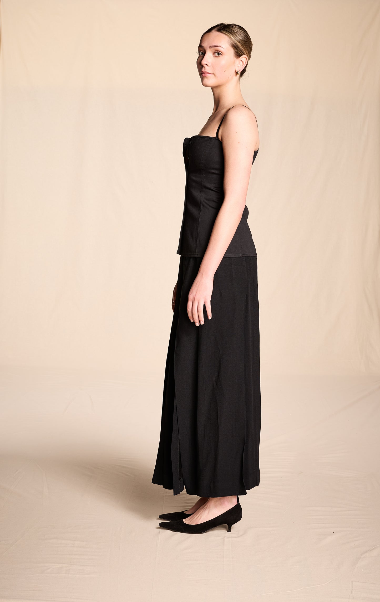 Yves Saint Laurent 1980s Black Twill Bodice Top