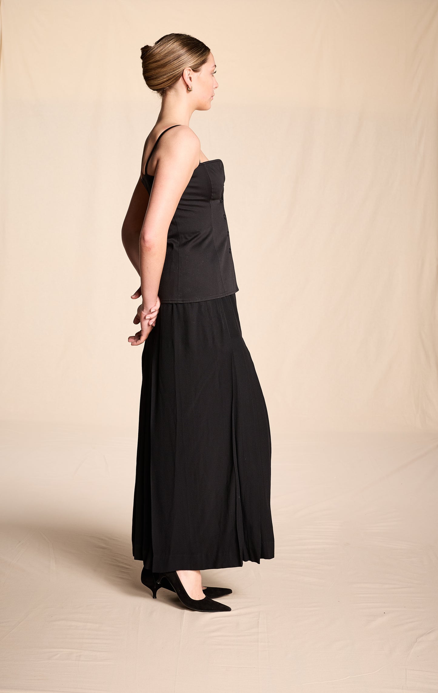 Yves Saint Laurent 1980s Black Twill Bodice Top