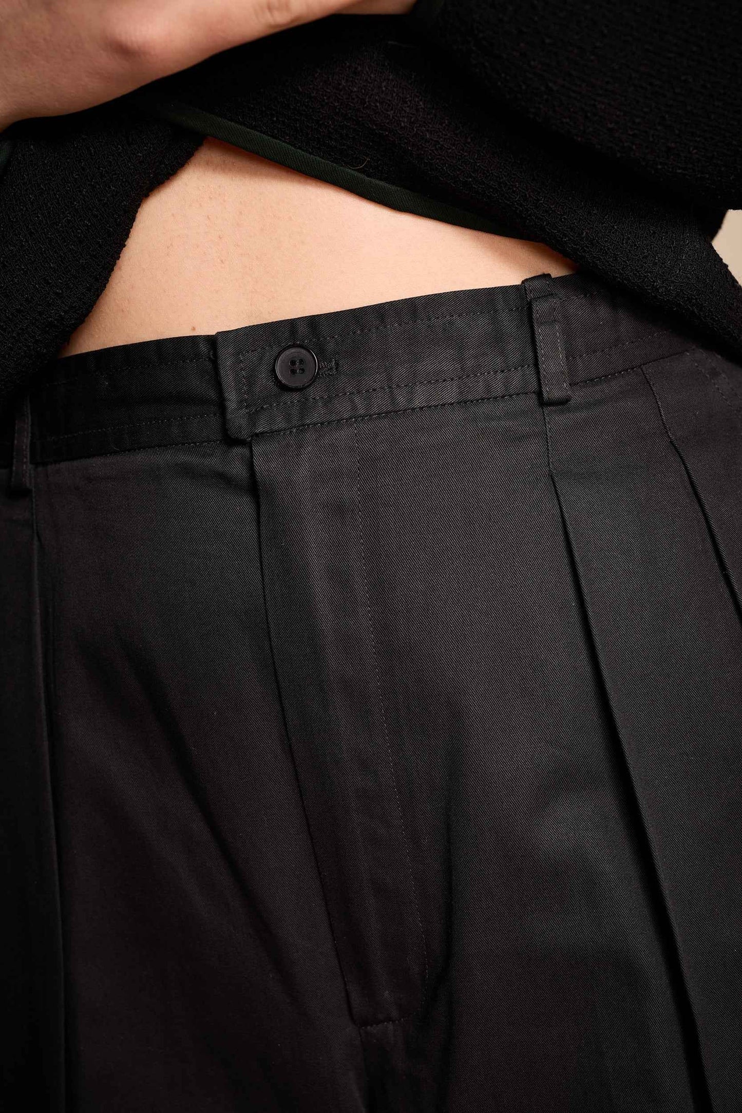 Yves Saint Laurent 1970s-1980s Black Cotton Twill Pants