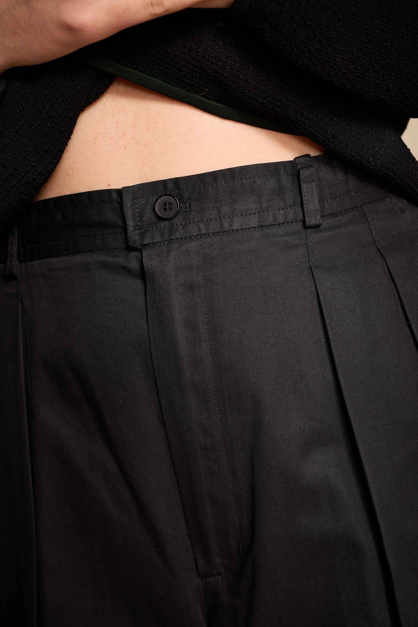 Yves Saint Laurent 1970s-1980s Black Cotton Twill Pants