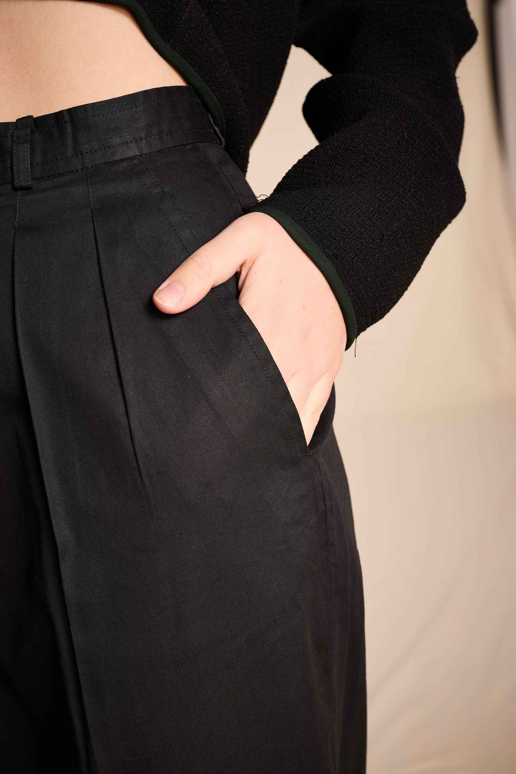 Yves Saint Laurent 1970s-1980s Black Cotton Twill Pants