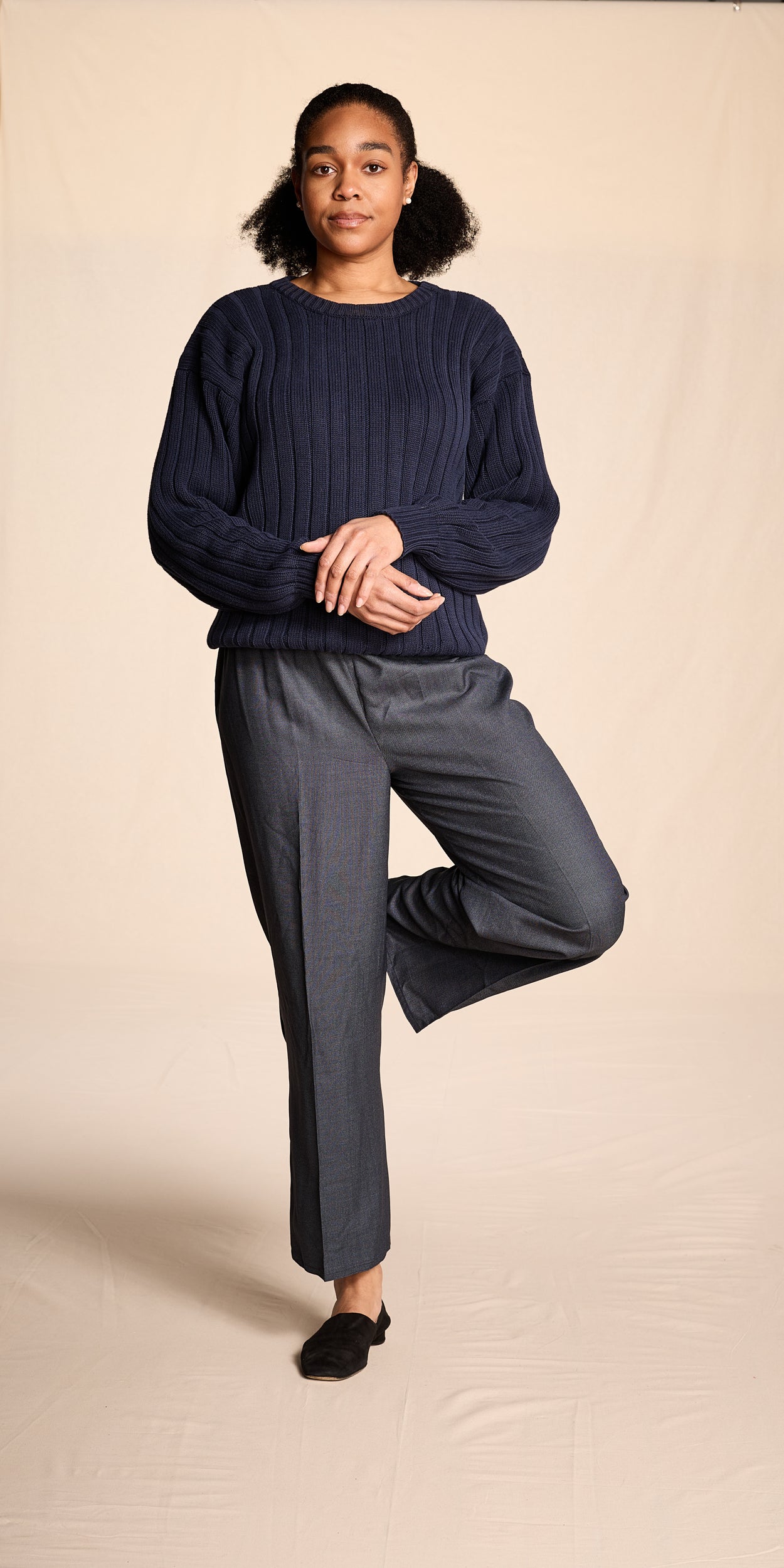 Zoran 1980s-1990s Wool-Silk Slate Blue  Pants
