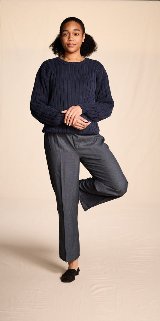 Zoran 1980s-1990s Wool-Silk Slate Blue  Pants