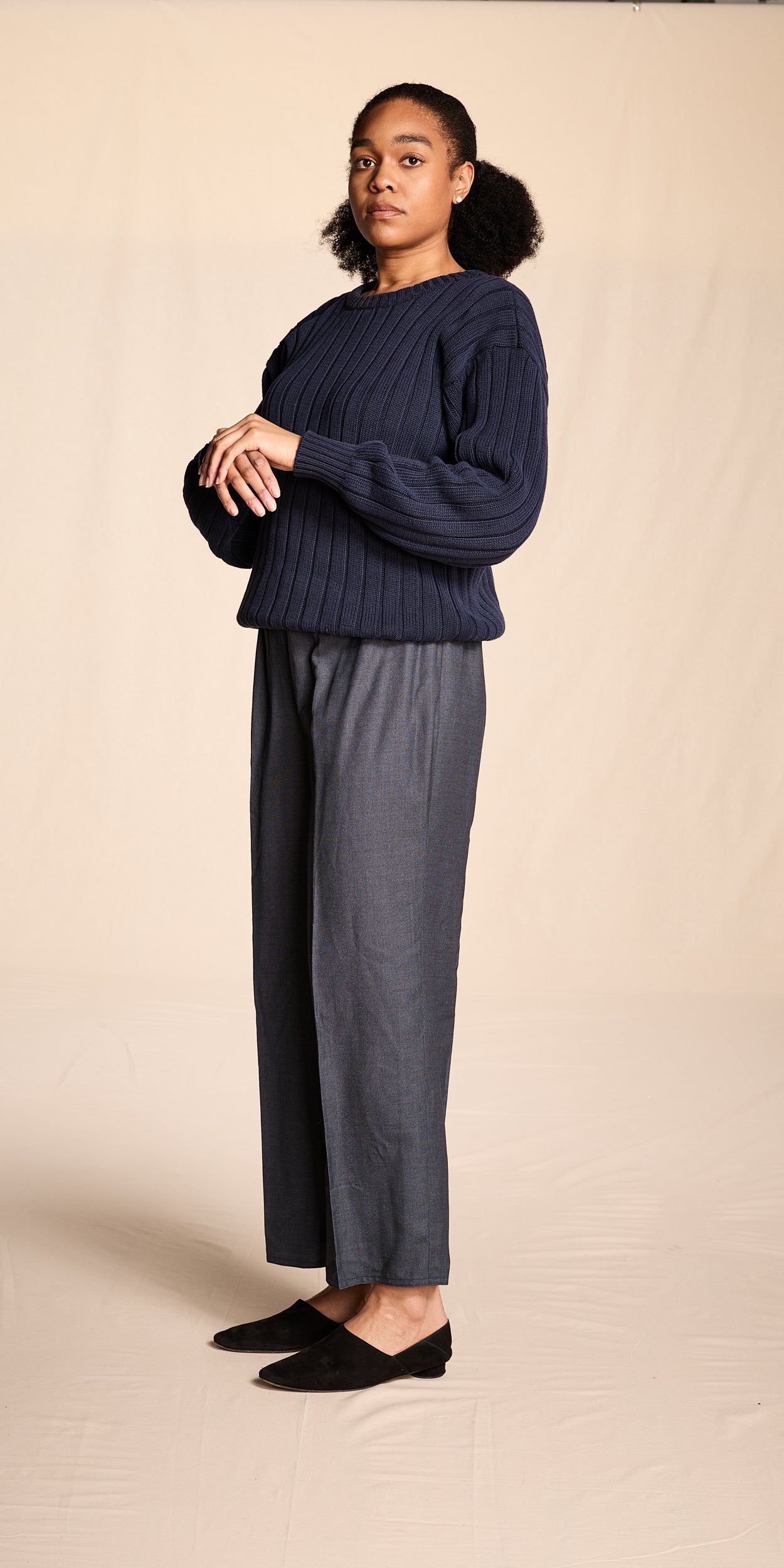 Zoran 1980s-1990s Wool-Silk Slate Blue  Pants
