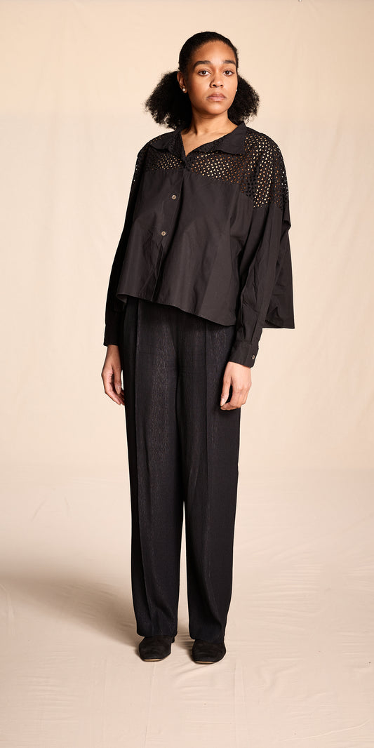 Valentino Boutique 1980s Black Plissé Pants