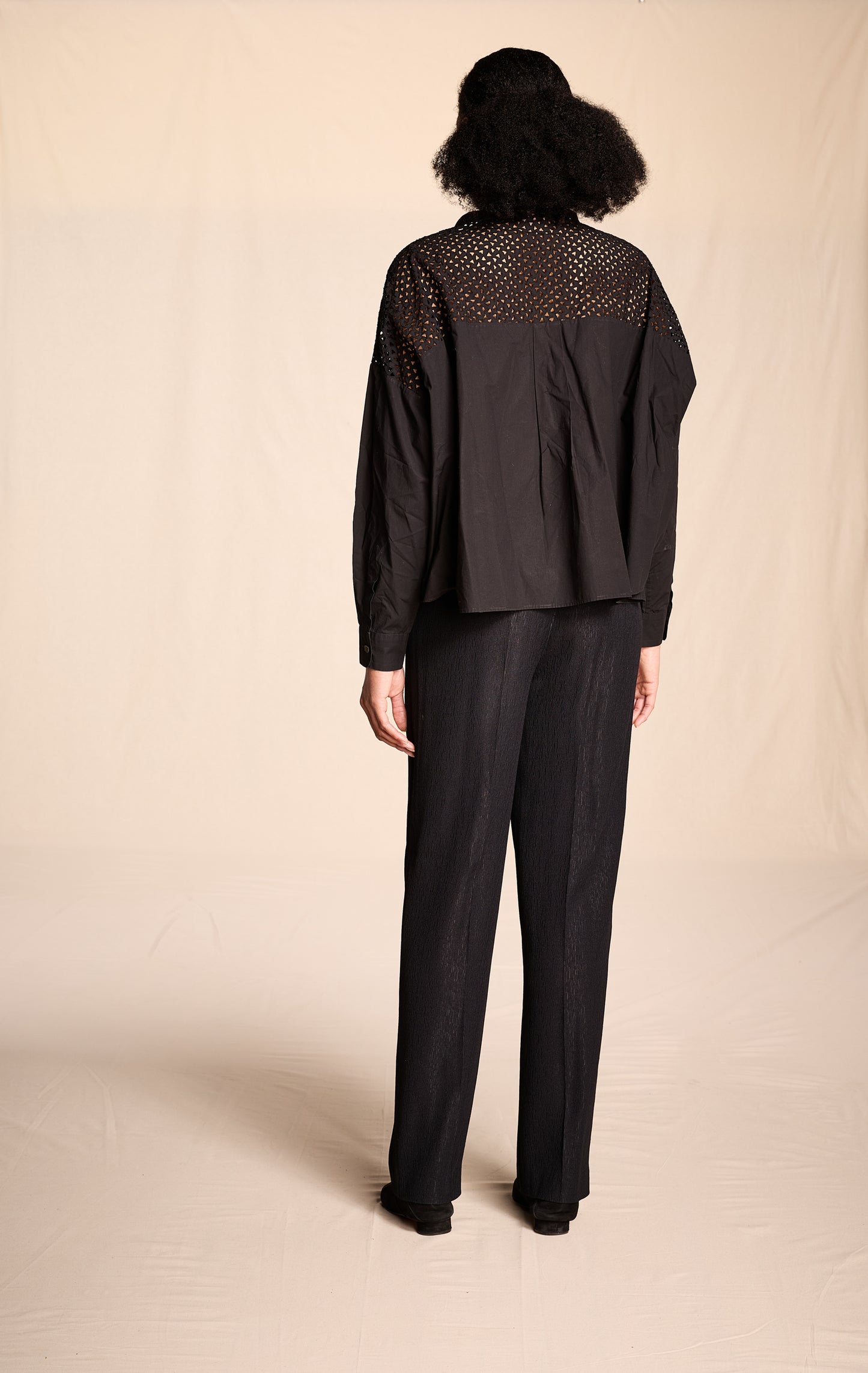 Romeo Gigli 1990s Black Cotton Eyelet Tunic Top