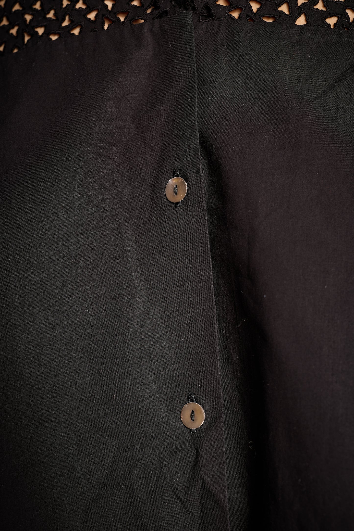 Romeo Gigli 1990s Black Cotton Eyelet Tunic Top