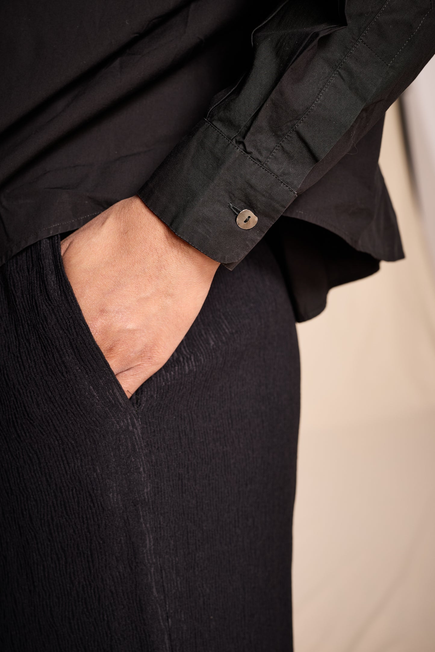 Valentino Boutique 1980s Black Plissé Pants