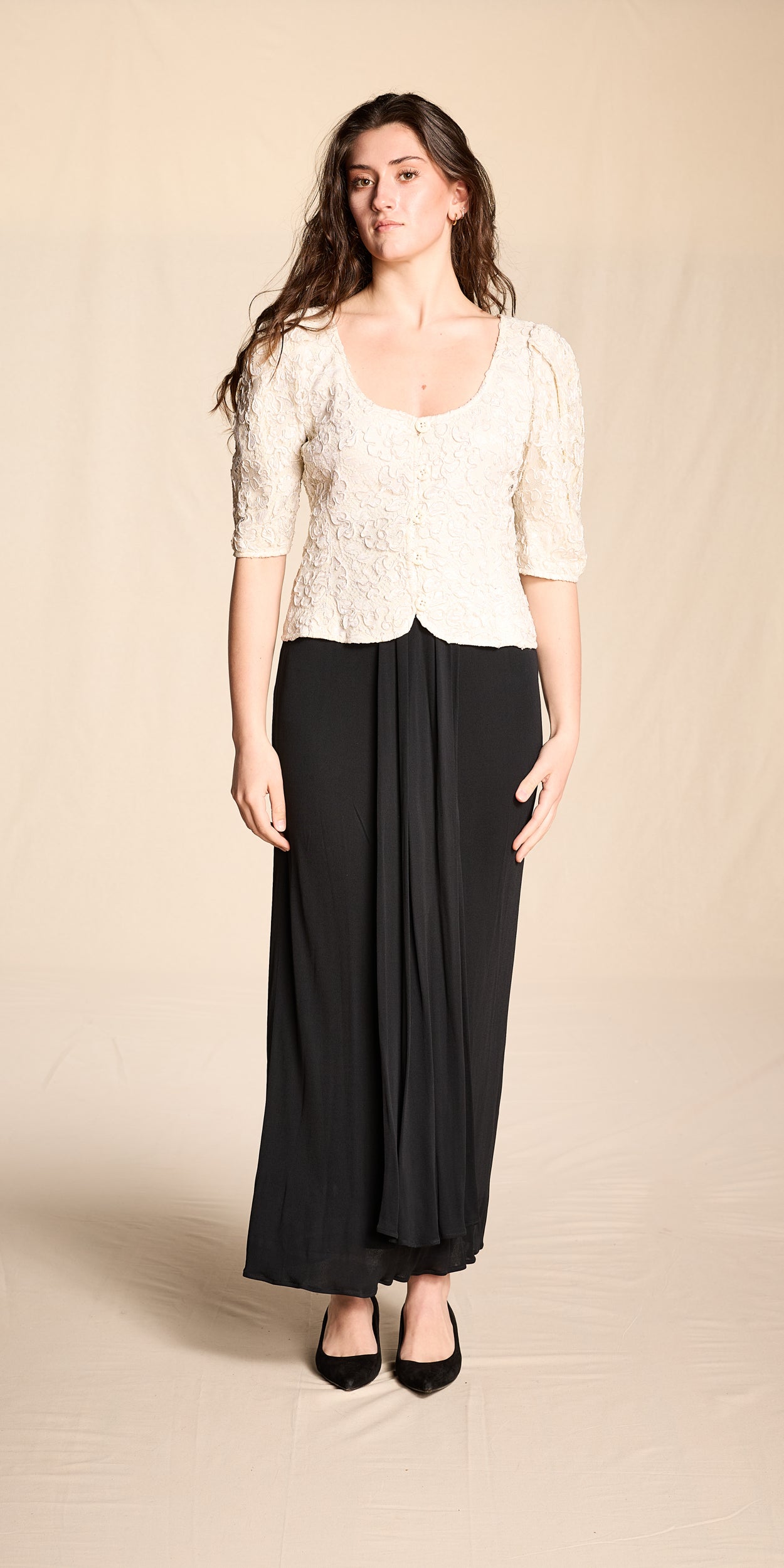 Holly Harp 1970s-1980s Black Rayon Full Skirt