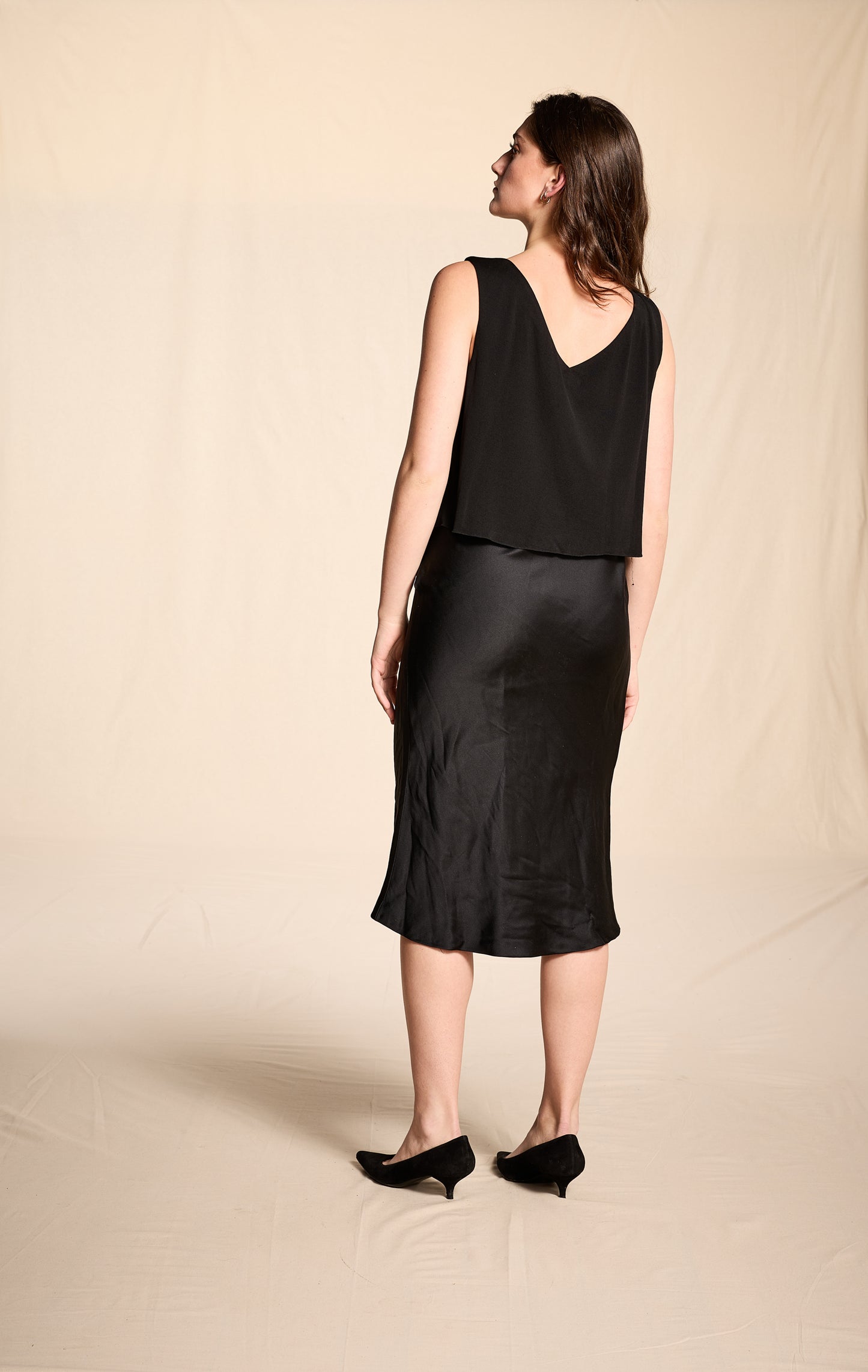 Bill Blass 1990s Black Silk Hand-Finished Bias Cut Skirt