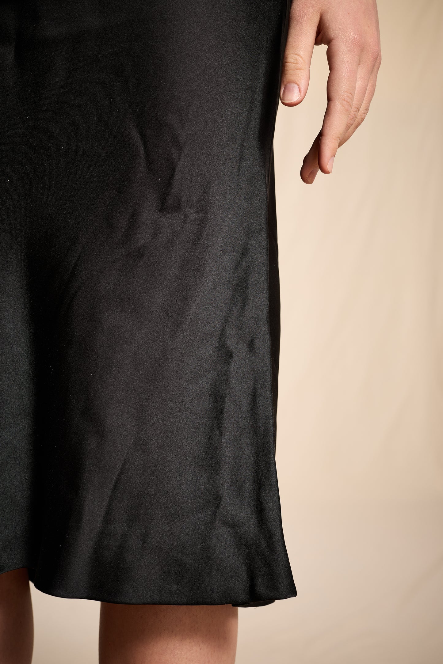 Bill Blass 1990s Black Silk Hand-Finished Bias Cut Skirt