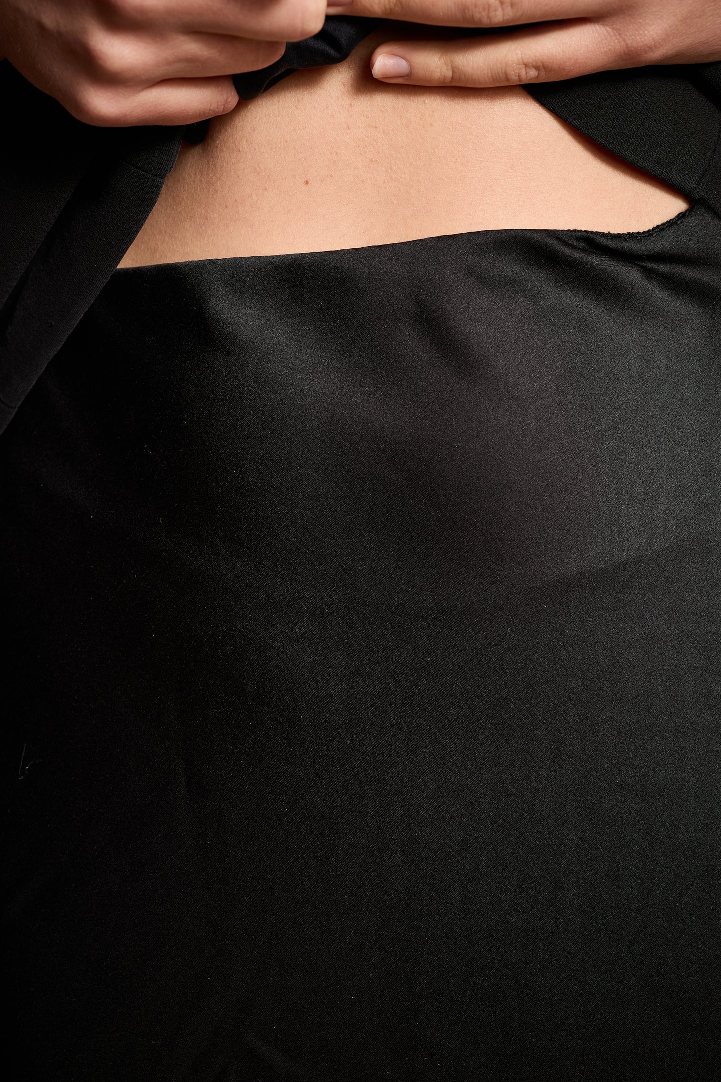 Bill Blass 1990s Black Silk Hand-Finished Bias Cut Skirt