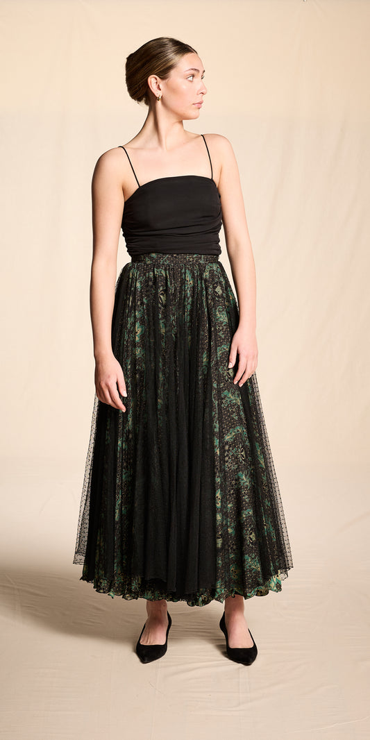 Giorgio Armani 2000s Black Silk Bodice-Style Camisole Tank Top