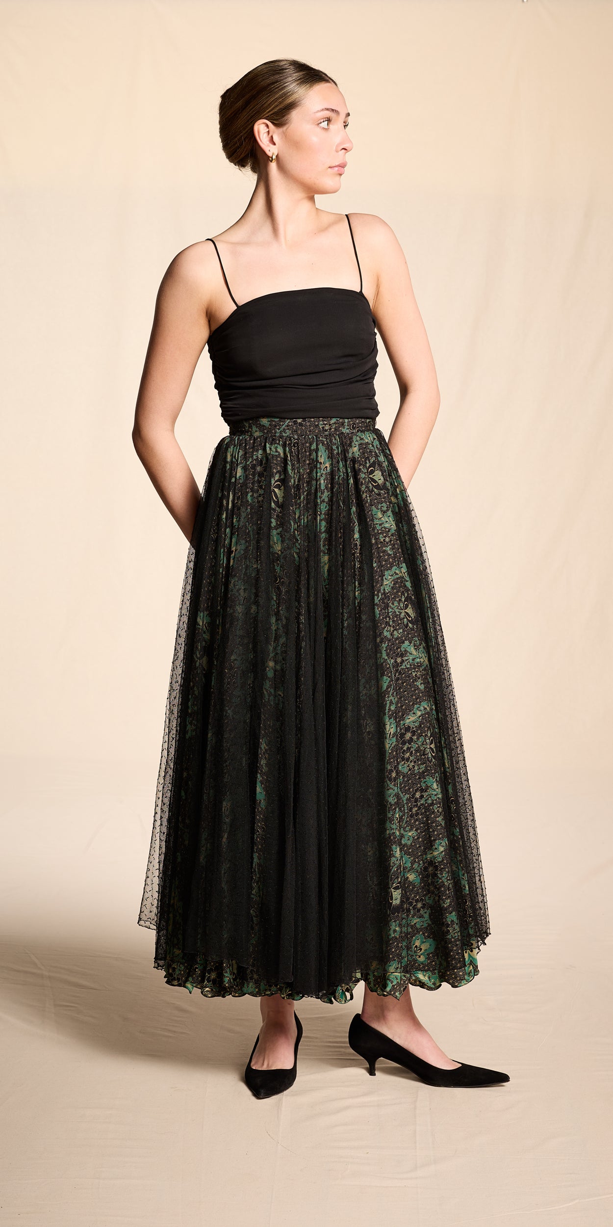 Giorgio Armani 2000s Black Silk Bodice-Style Camisole Tank Top