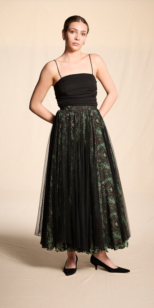 Giorgio Armani 1990s Silk and Lace Circle Skirt