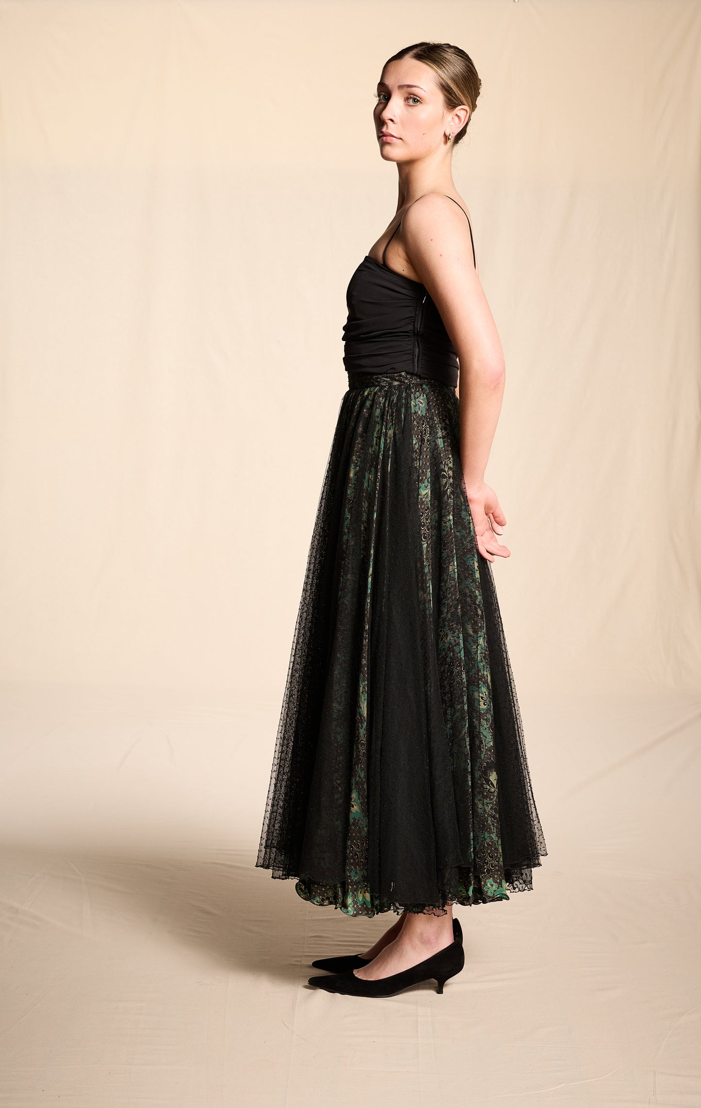 Giorgio Armani 2000s Black Silk Bodice-Style Camisole Tank Top