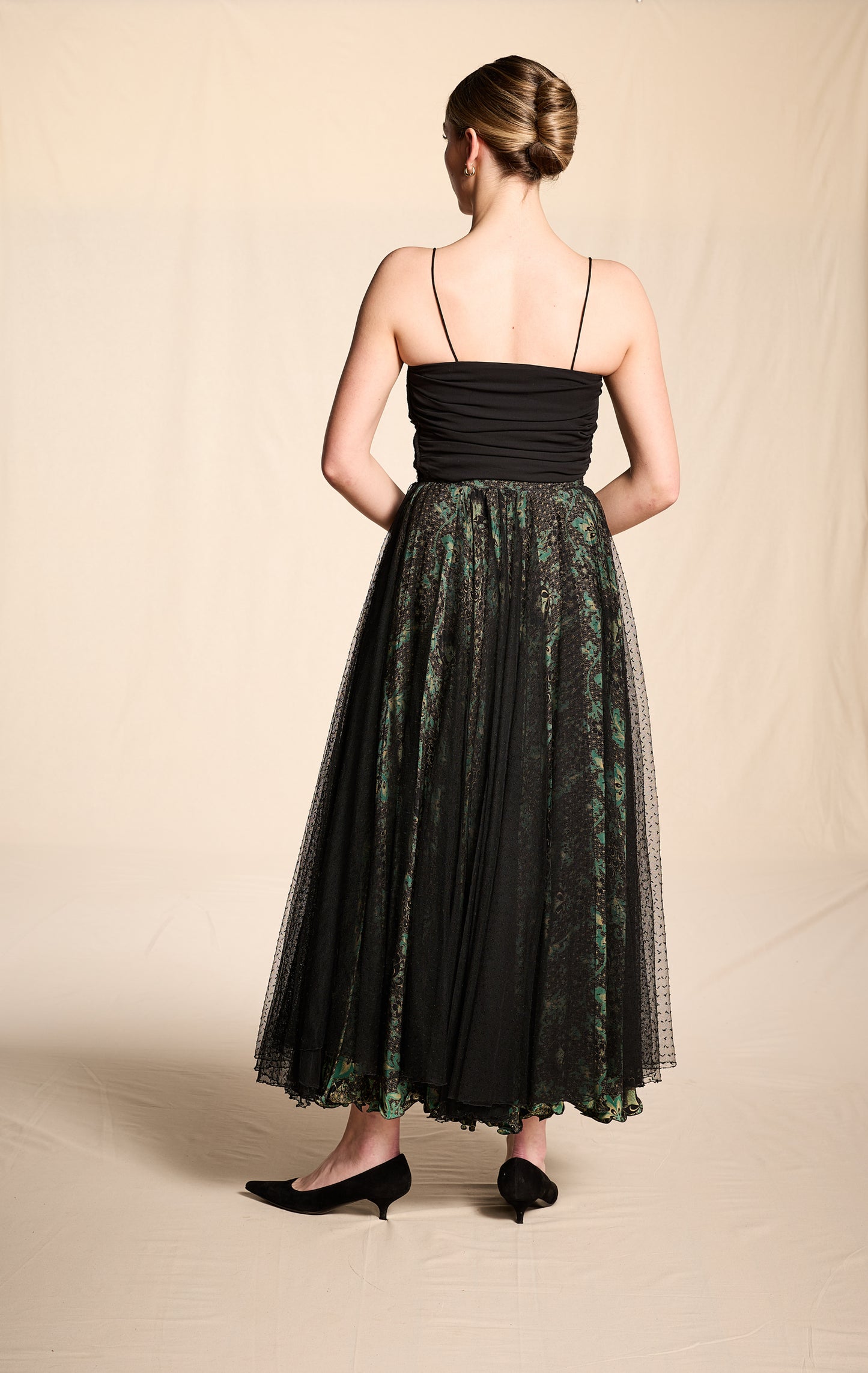 Giorgio Armani 2000s Black Silk Bodice-Style Camisole Tank Top