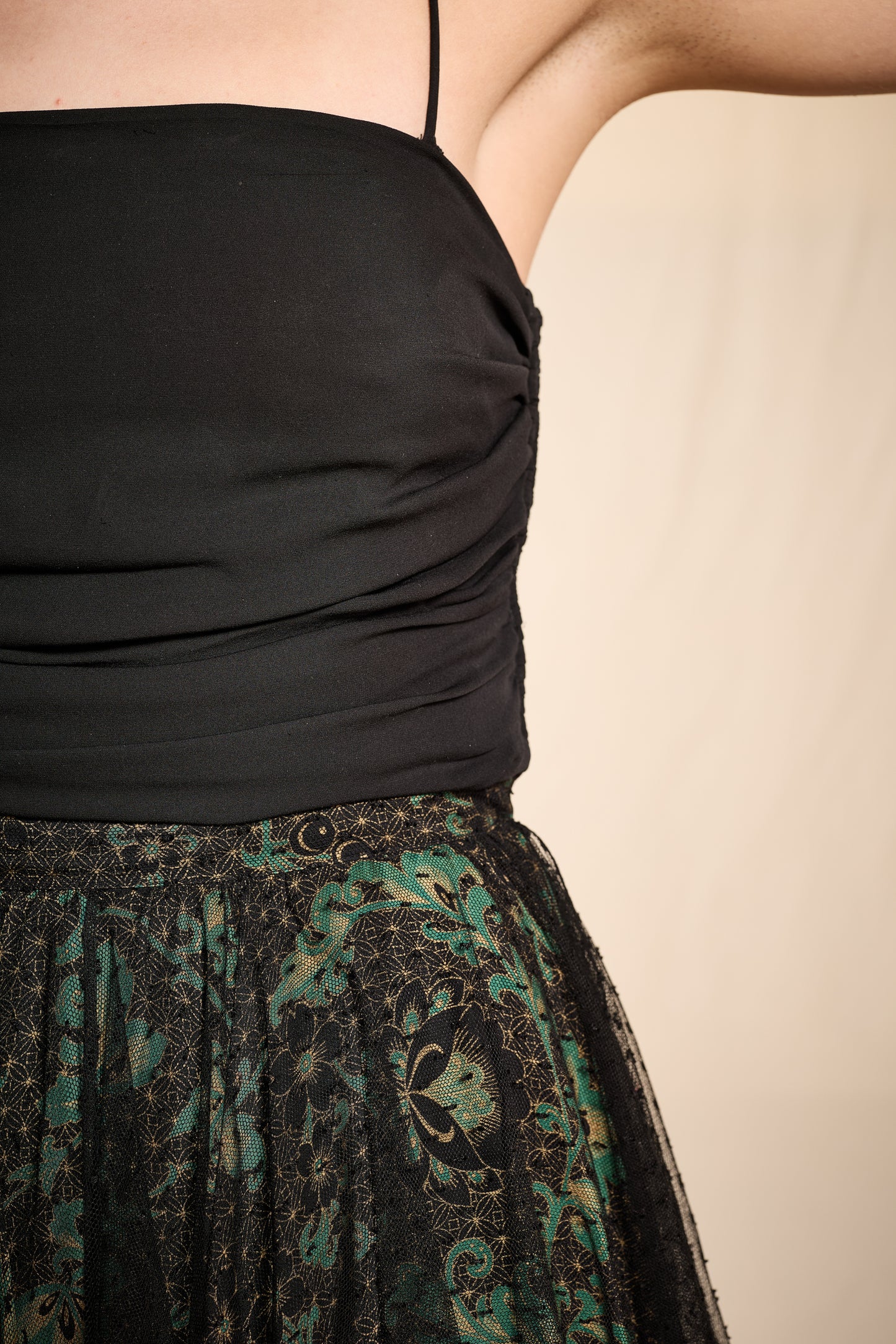 Giorgio Armani 2000s Black Silk Bodice-Style Camisole Tank Top