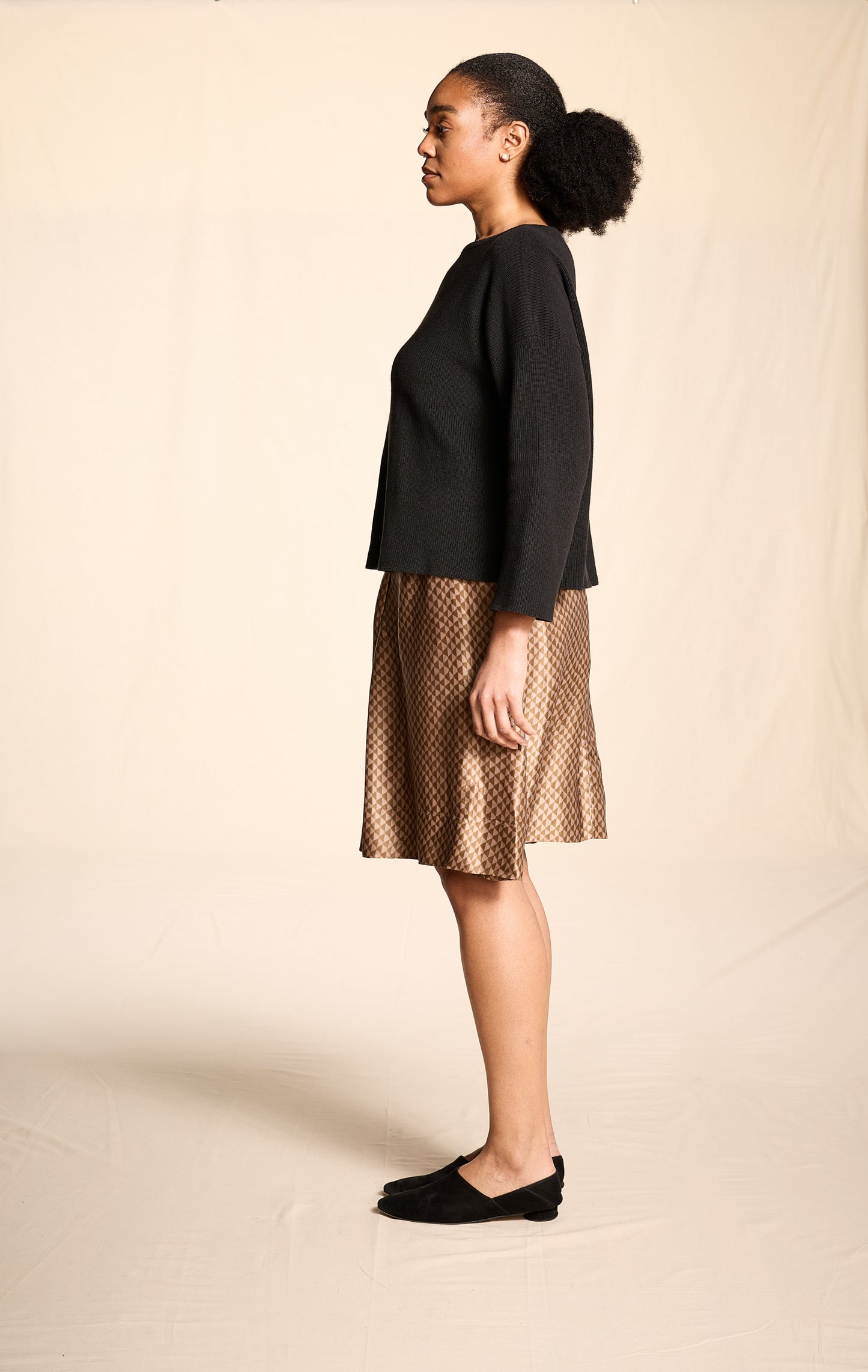 Dries van Noten 2000s Geometric Print Silk Skirt