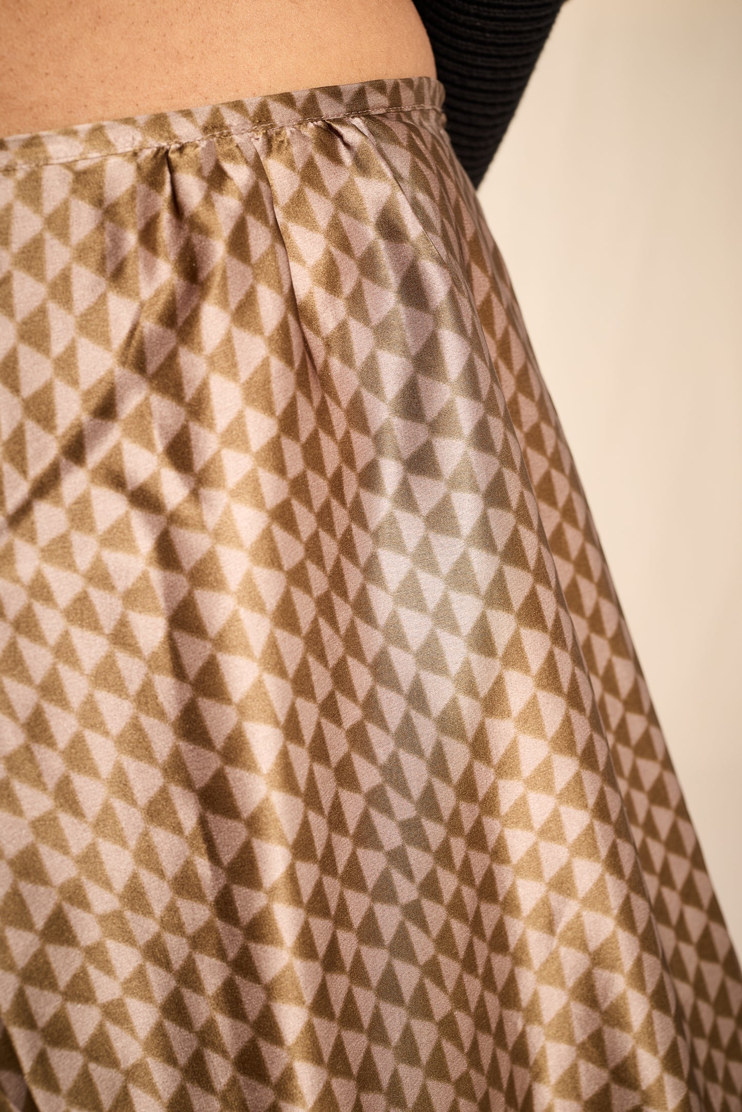 Dries van Noten 2000s Geometric Print Silk Skirt