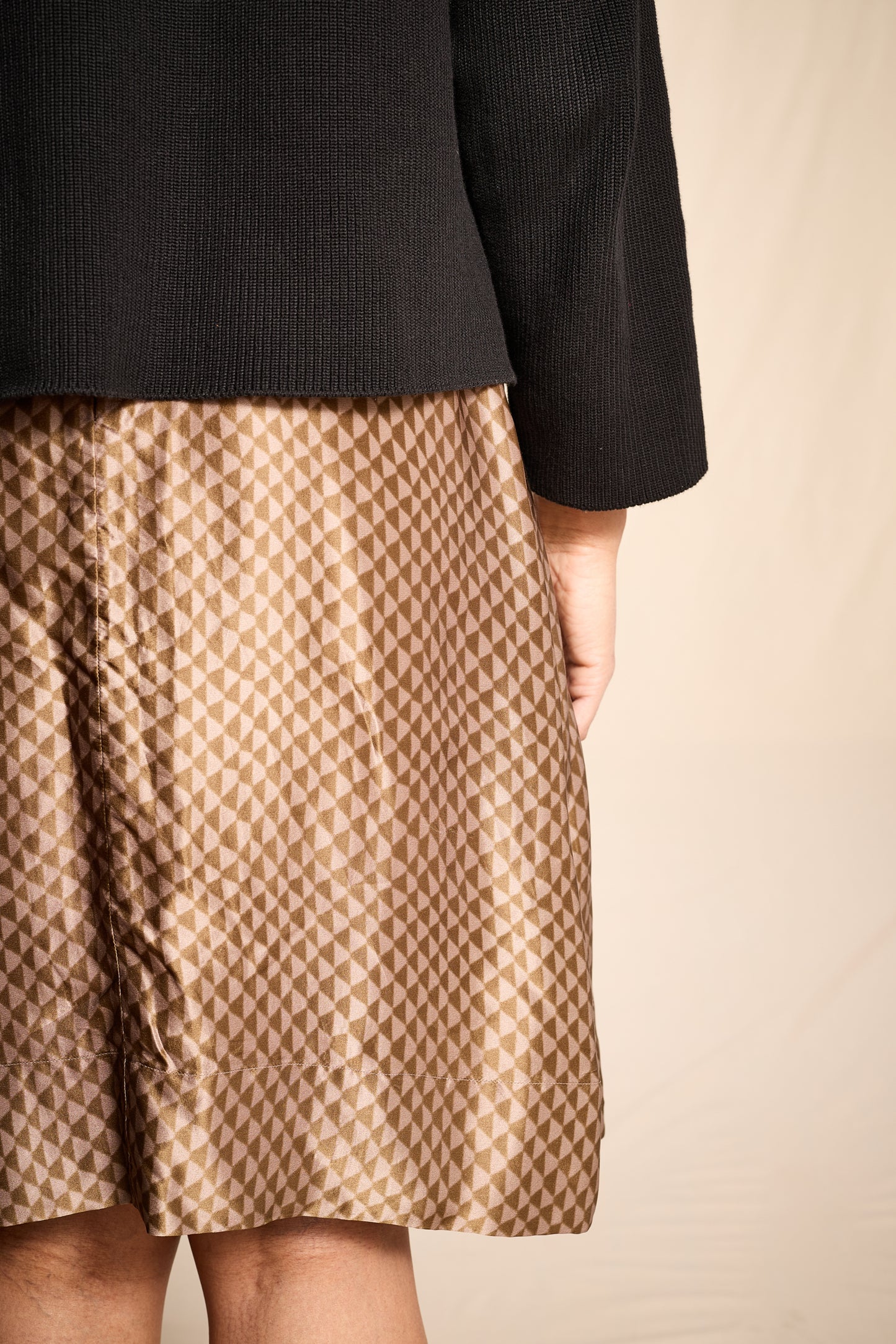 Dries van Noten 2000s Geometric Print Silk Skirt
