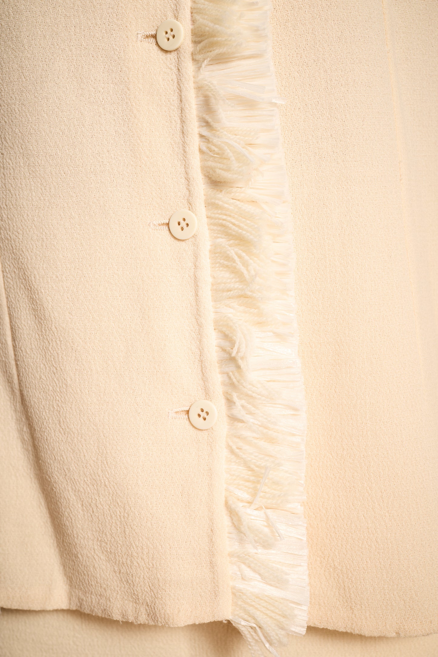 Bill Blass Spring/Summer 2000 Cream Raffia and Yarn Trimmed Skirt Suit