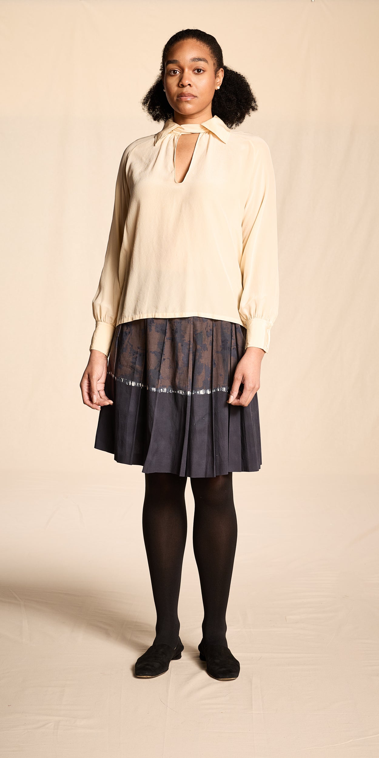 B. Altman 1970s-1980s Cream Silk Blouse