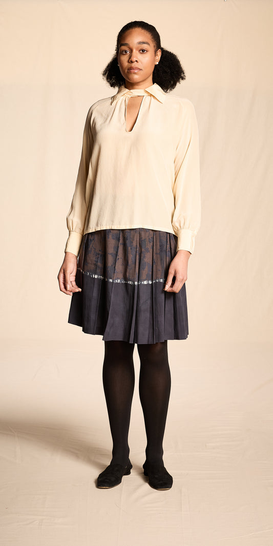 B. Altman 1970s-1980s Cream Silk Blouse