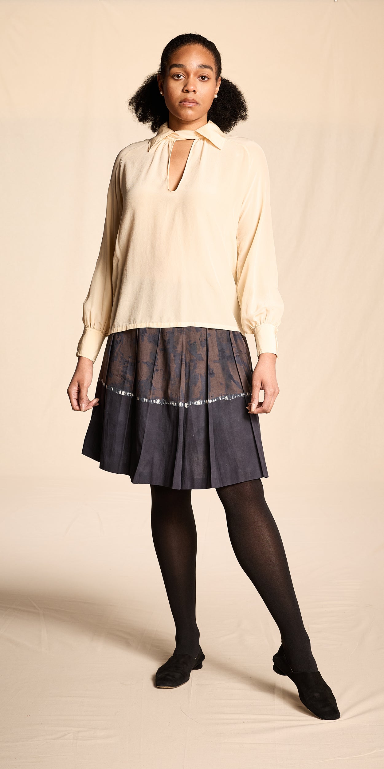 B. Altman 1970s-1980s Cream Silk Blouse