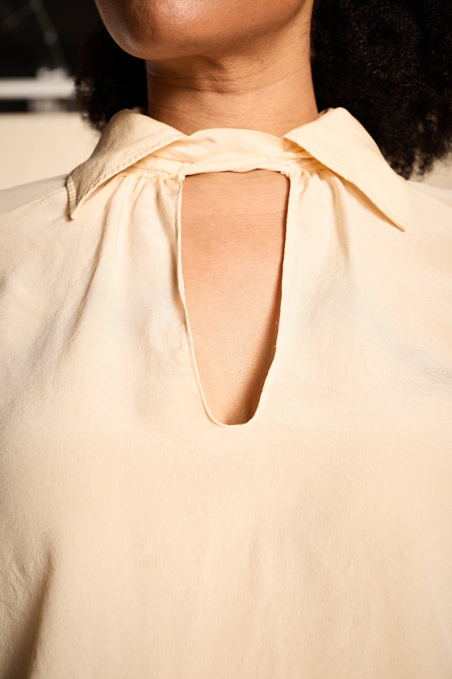 B. Altman 1970s-1980s Cream Silk Blouse