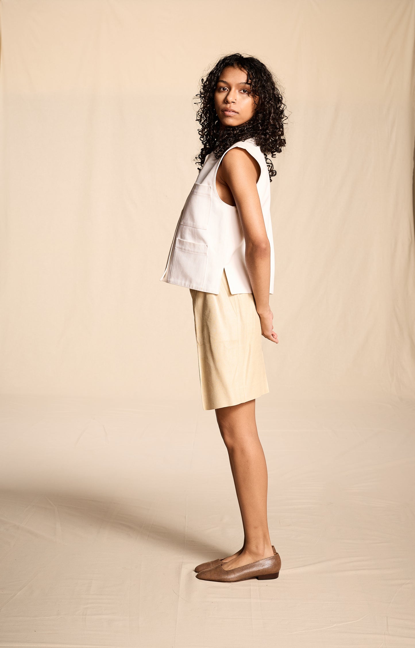 Yves Saint Laurent Cruise 1994 White Cotton Twill Vest
