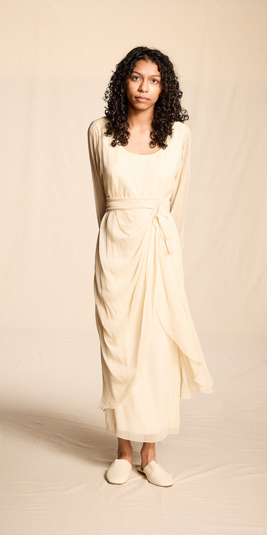 Holly Harp 1990s Ivory Silk Dress