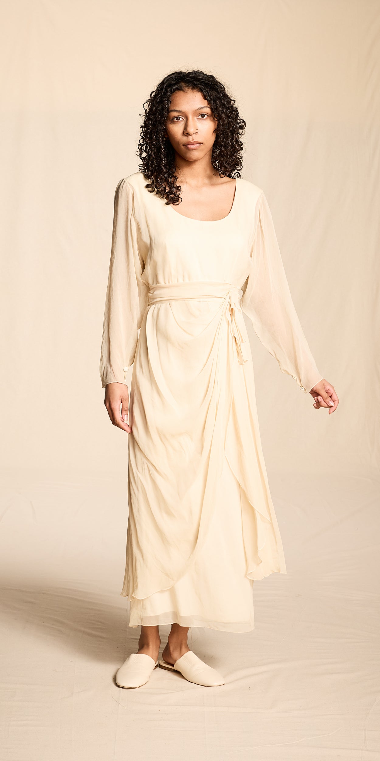 Holly Harp 1990s Ivory Silk Dress