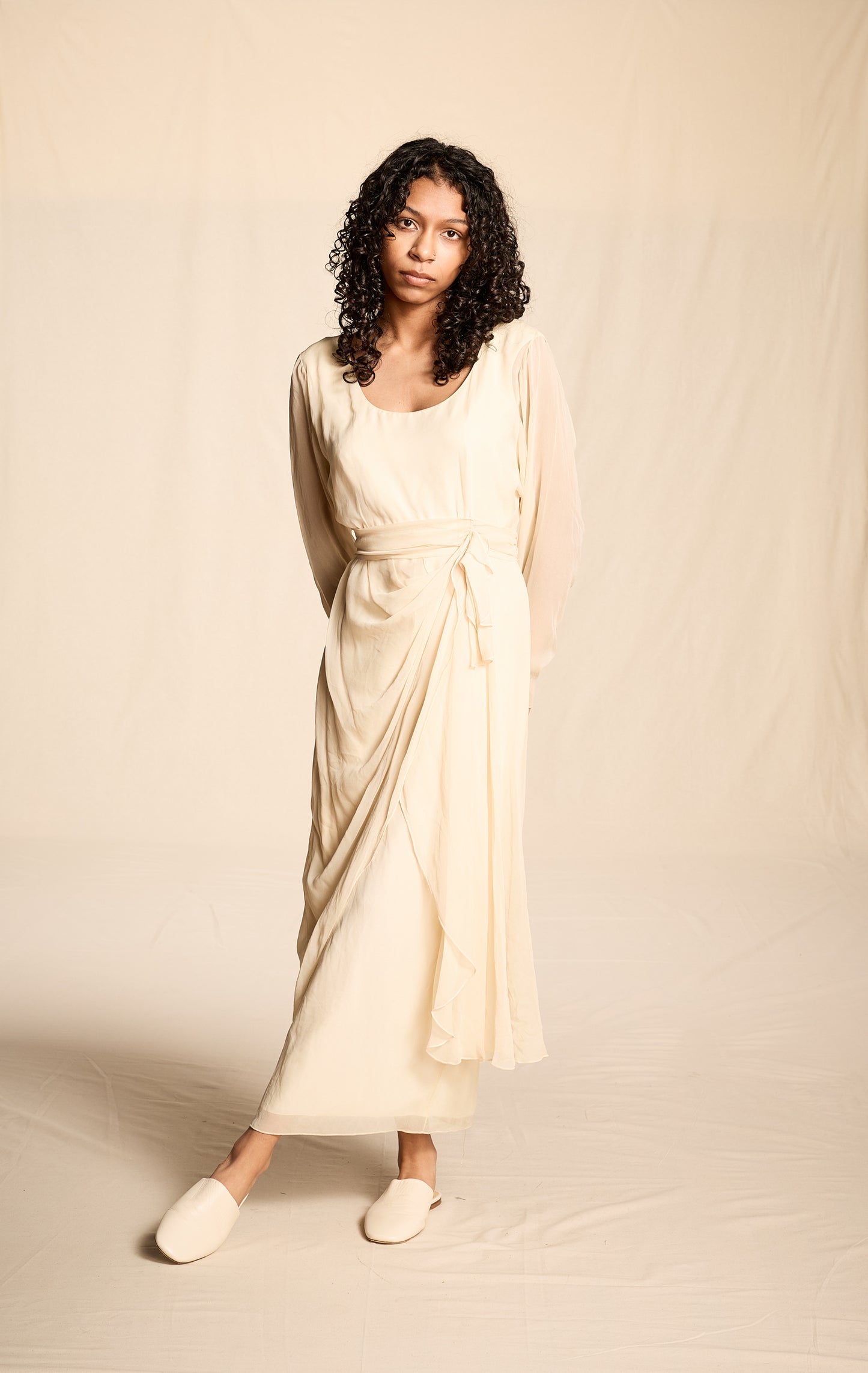 Holly Harp 1990s Ivory Silk Dress