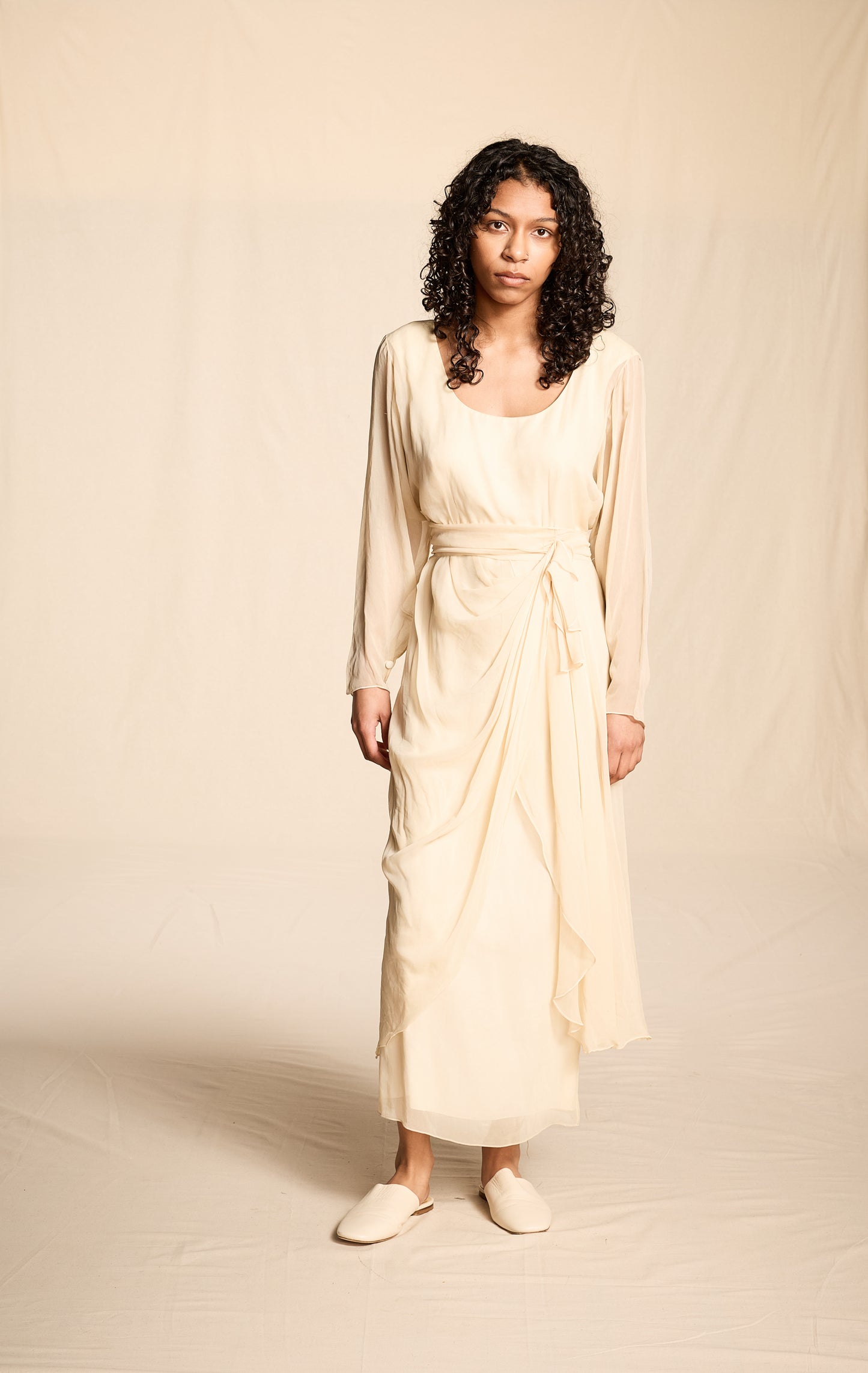 Holly Harp 1990s Ivory Silk Dress