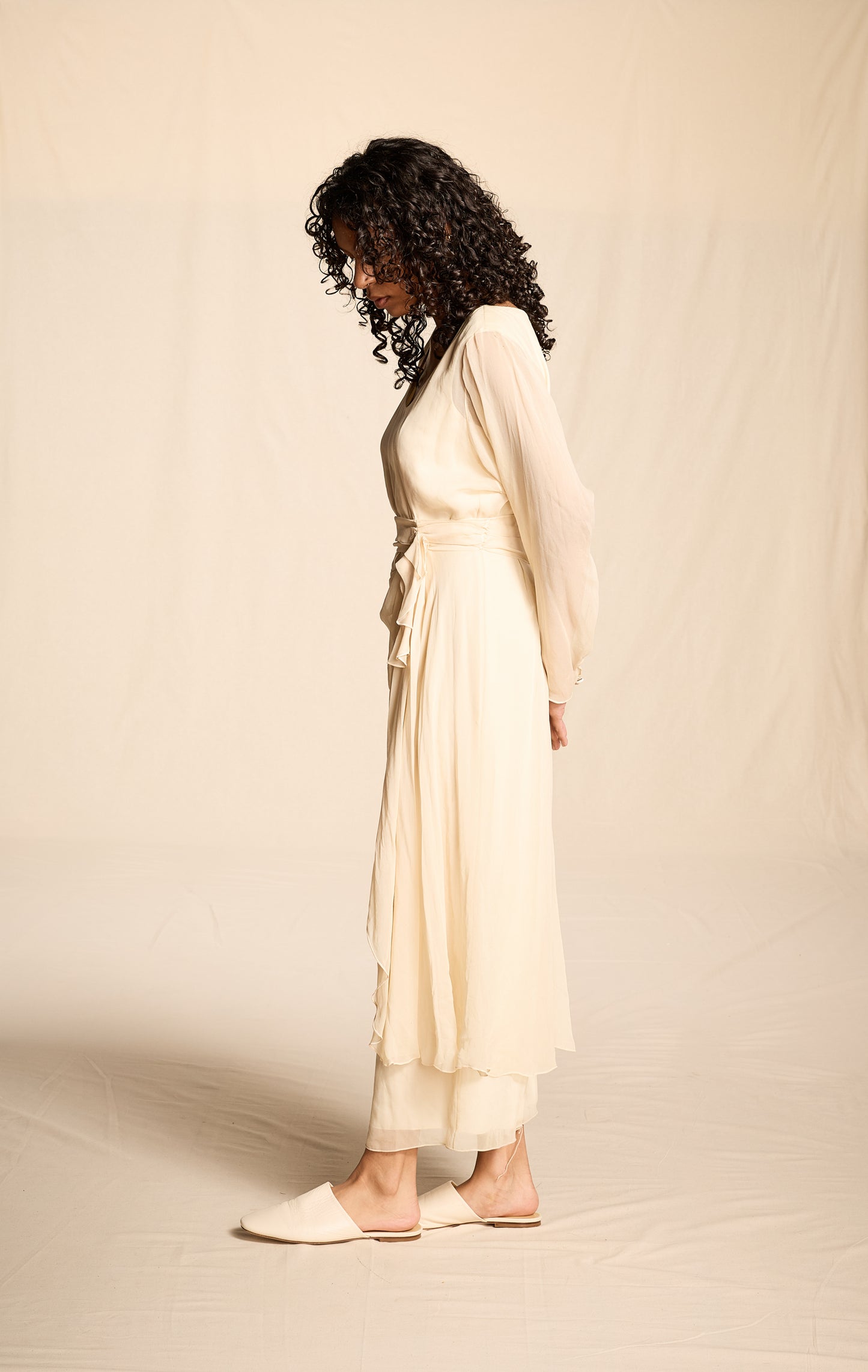 Holly Harp 1990s Ivory Silk Dress