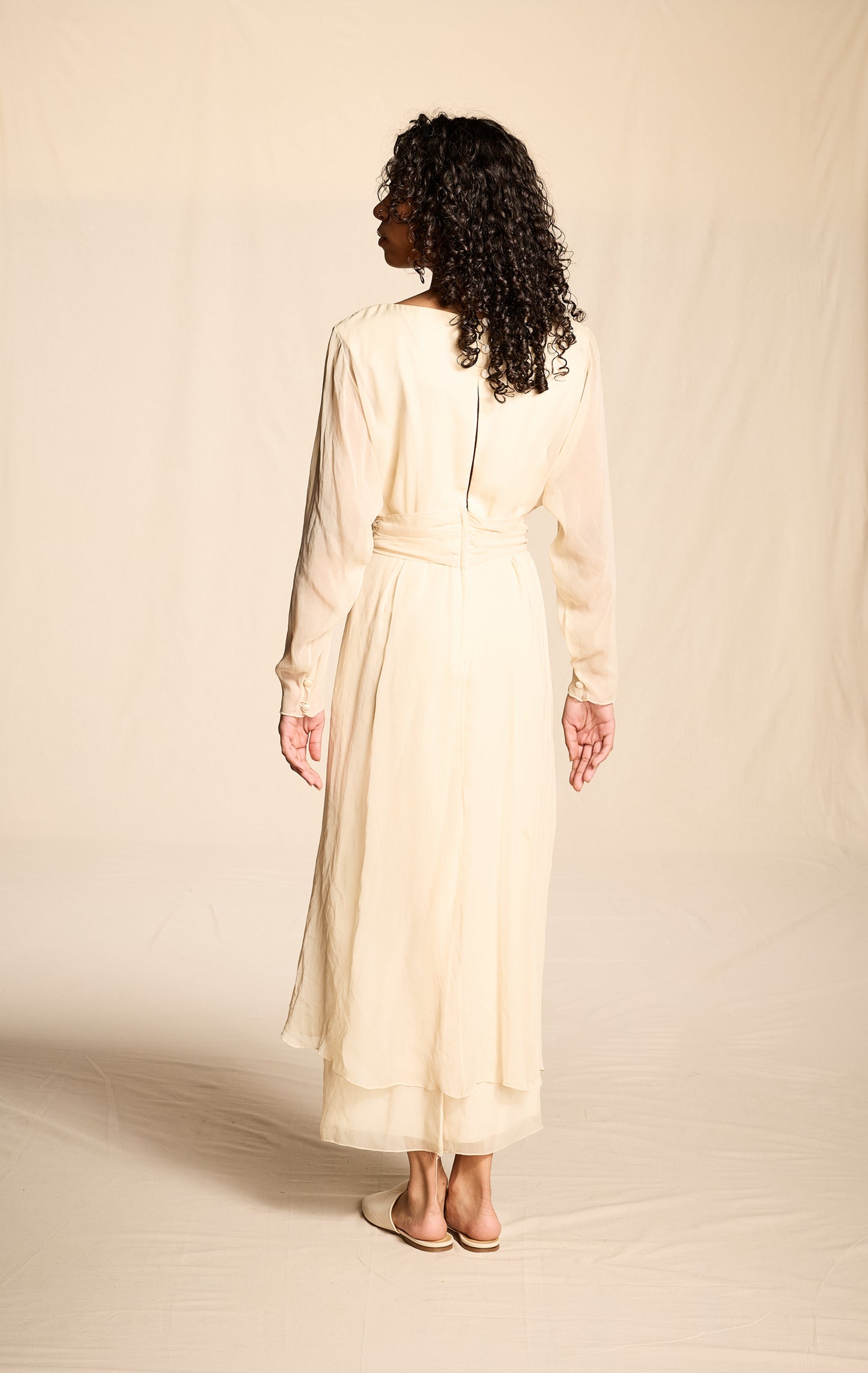 Holly Harp 1990s Ivory Silk Dress