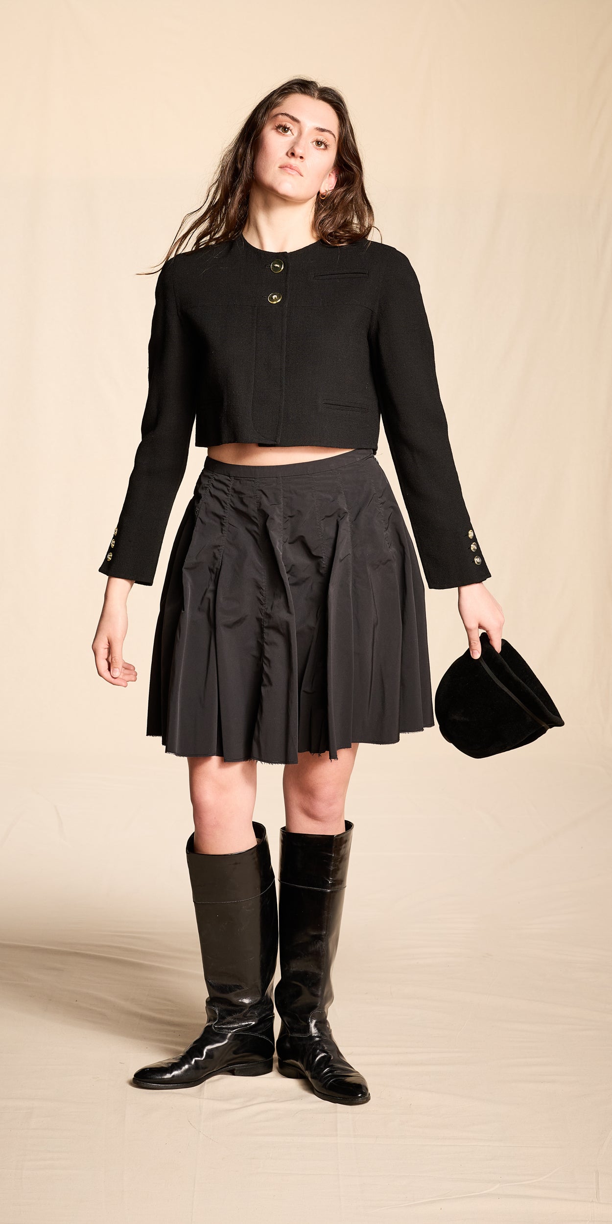 Adolfo 1960s Velvet Equestrian Hat