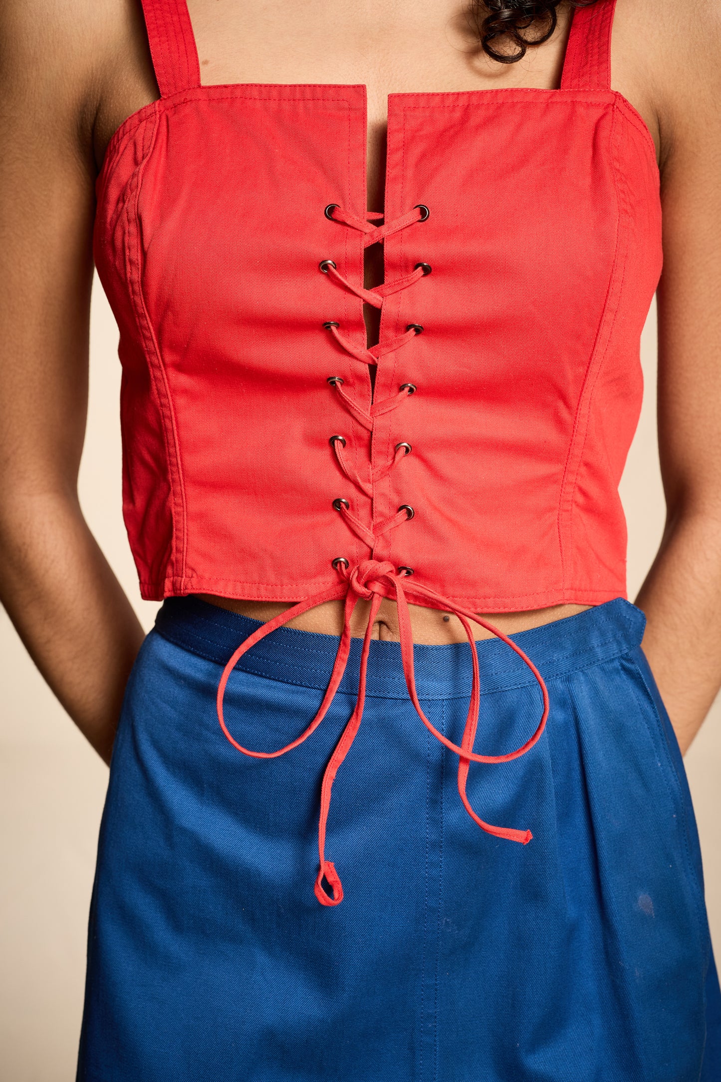 Yves Saint Laurent 1970s Cobalt Cotton Twill Skirt