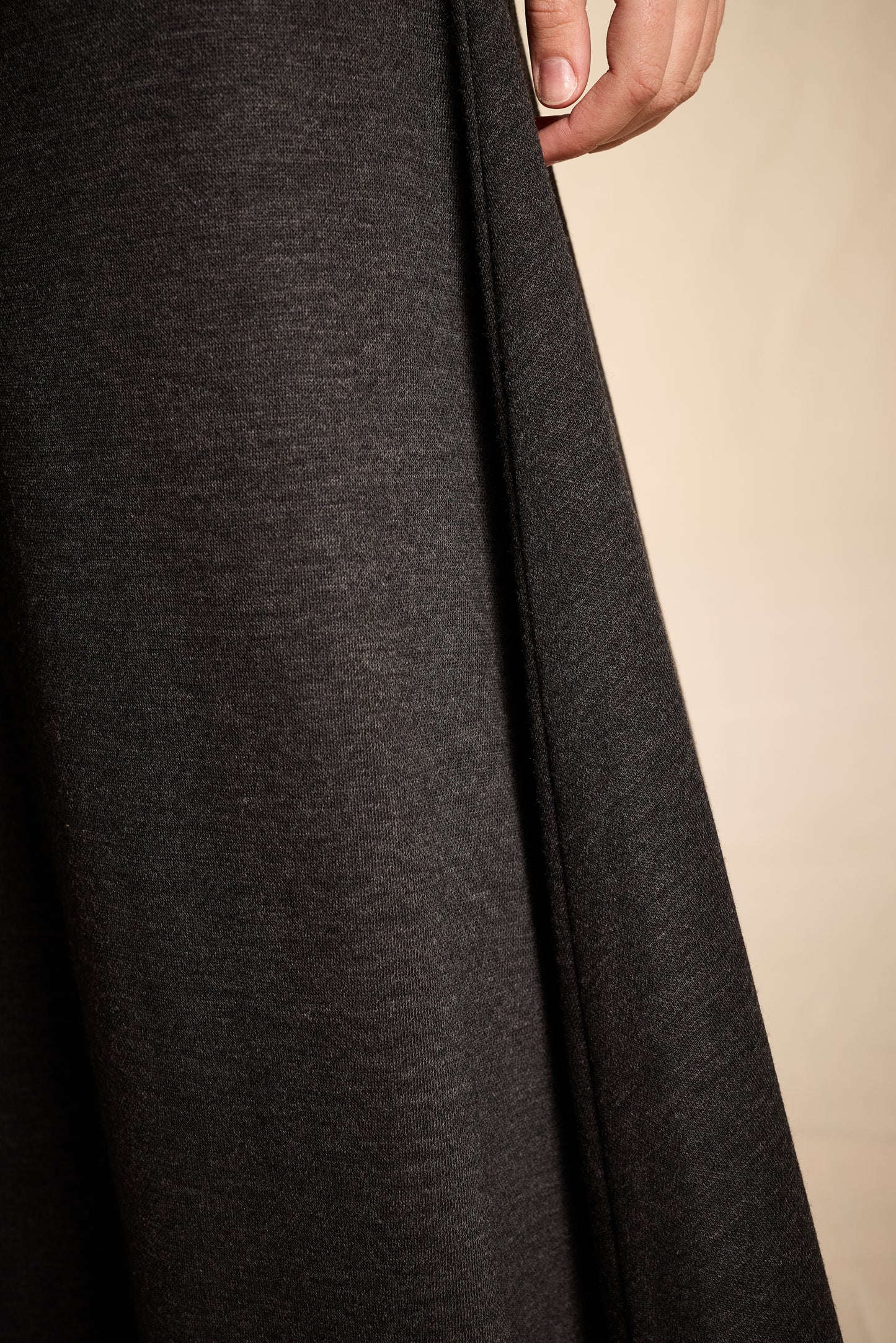 Guy Laroche by Alber Elbaz Fall/Winter 1997 Charcoal Wool Backless Dress with Taffeta Trim
