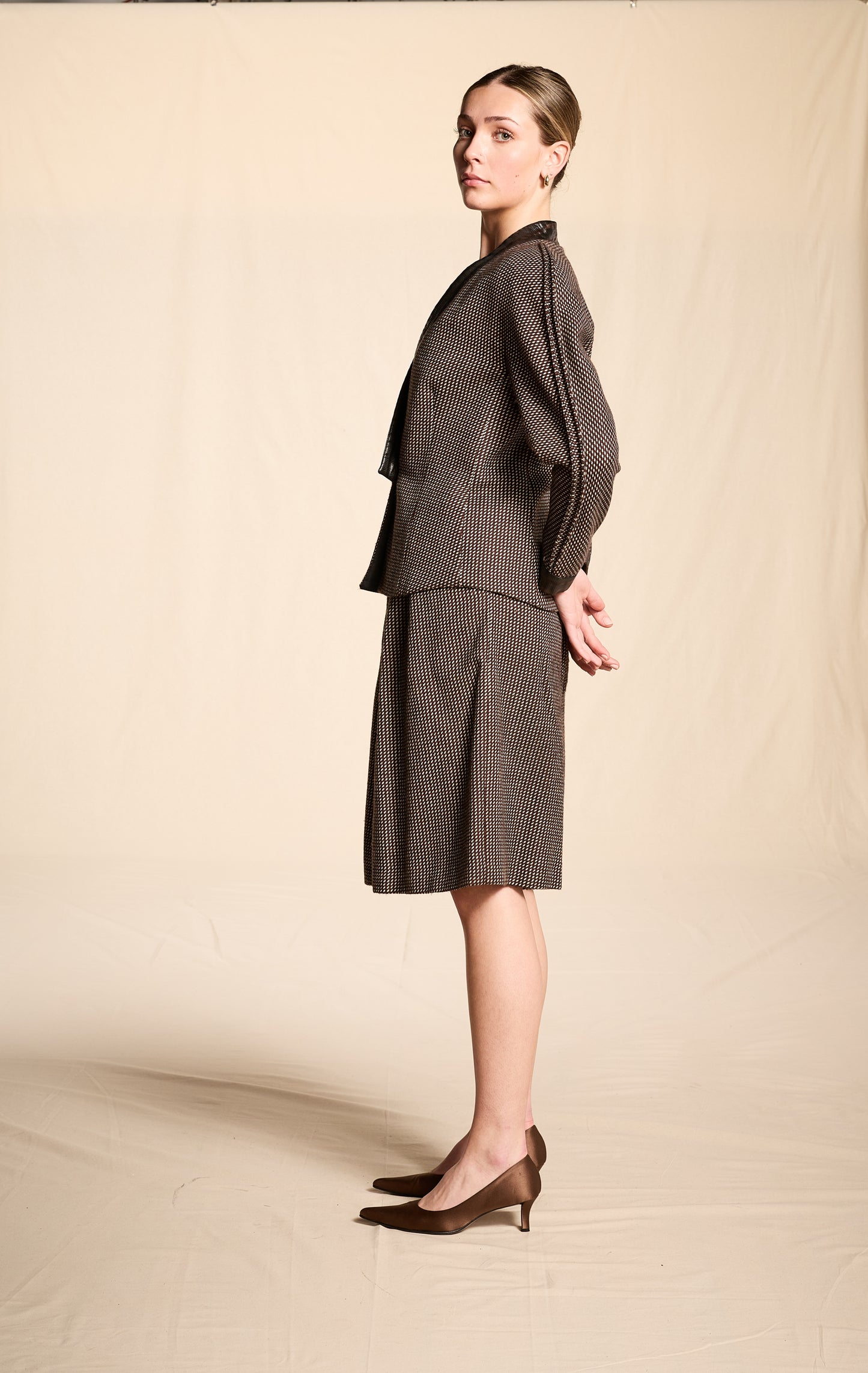 Giorgio Armani Fall/Winter 1981 Brown and Black Wool Culotte Suit