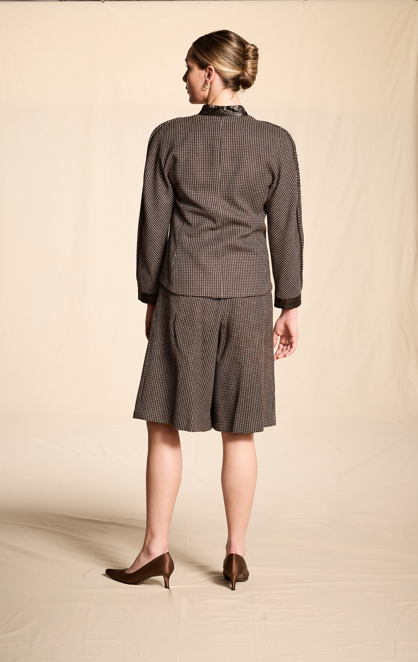 Giorgio Armani Fall/Winter 1981 Brown and Black Wool Culotte Suit