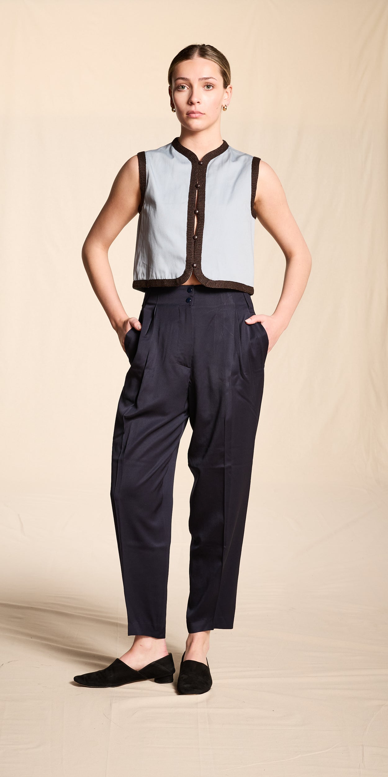 Claude Montana 1980s Navy Wool Trouser Pants
