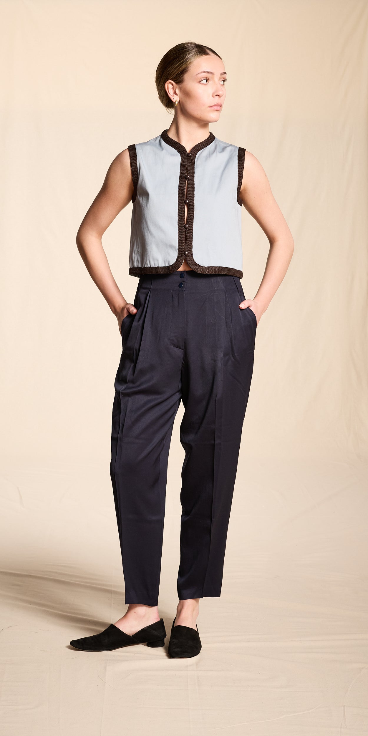 Claude Montana 1980s Navy Wool Trouser Pants