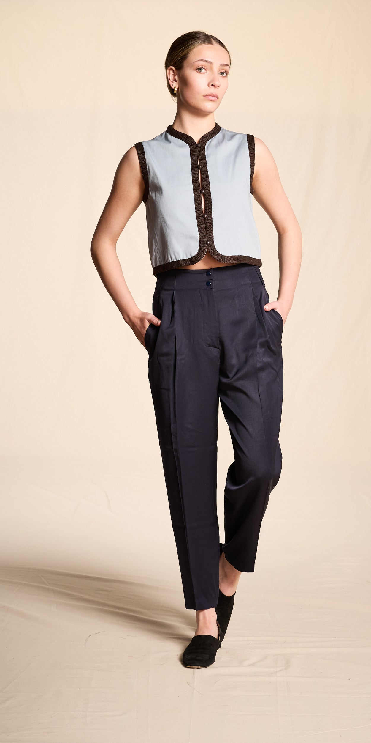 Claude Montana 1980s Navy Wool Trouser Pants