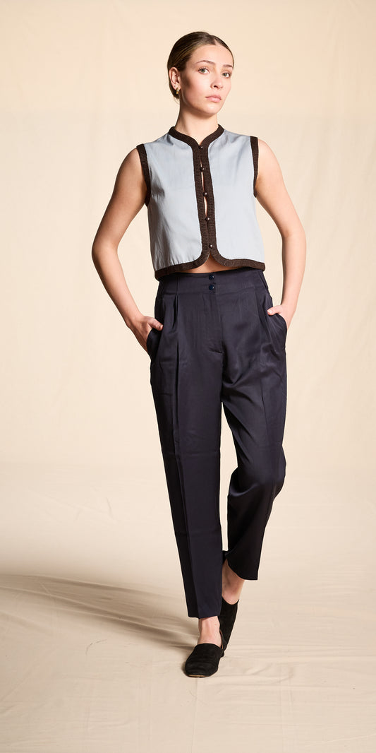 Claude Montana 1980s Navy Wool Trouser Pants