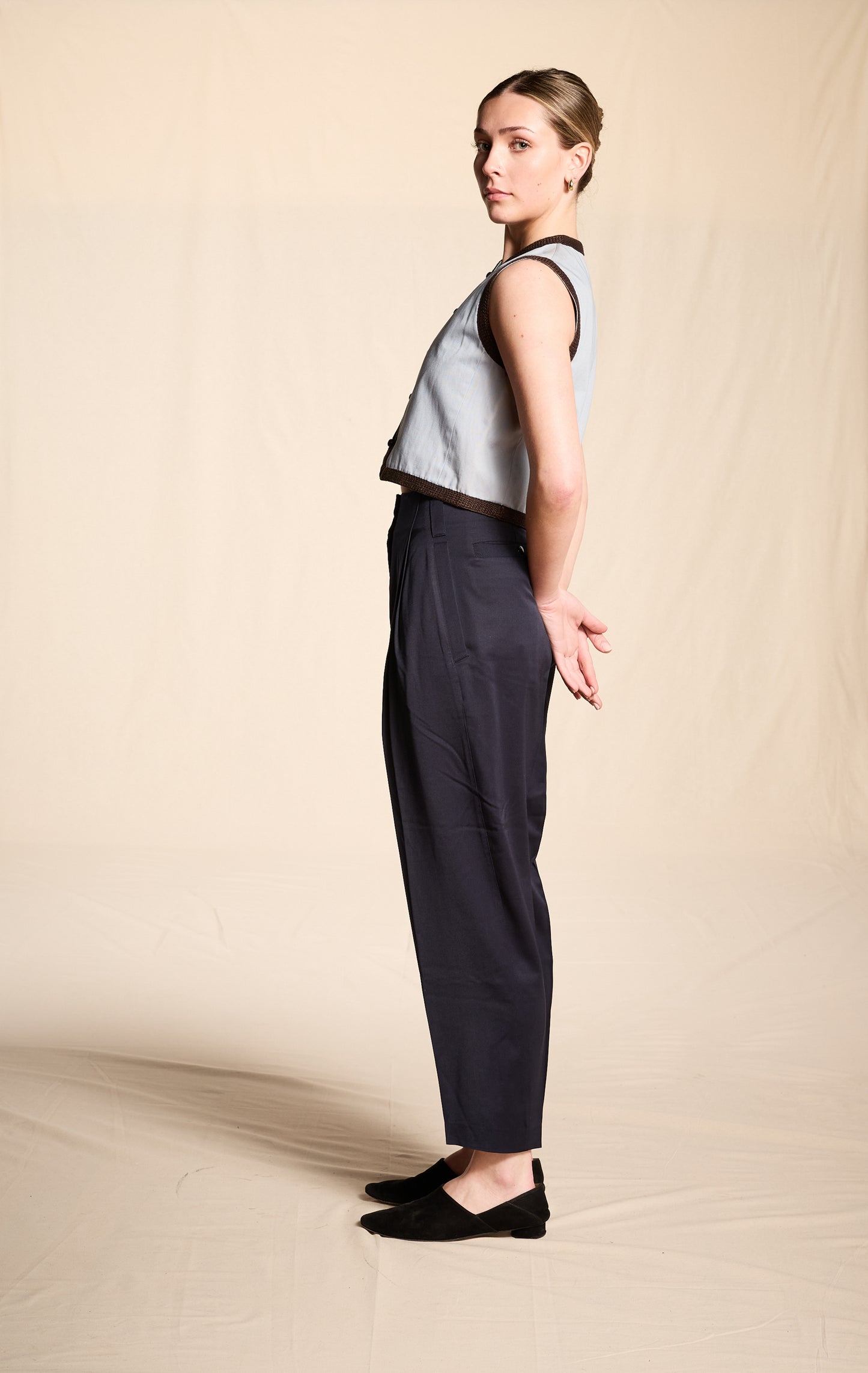 Claude Montana 1980s Navy Wool Trouser Pants