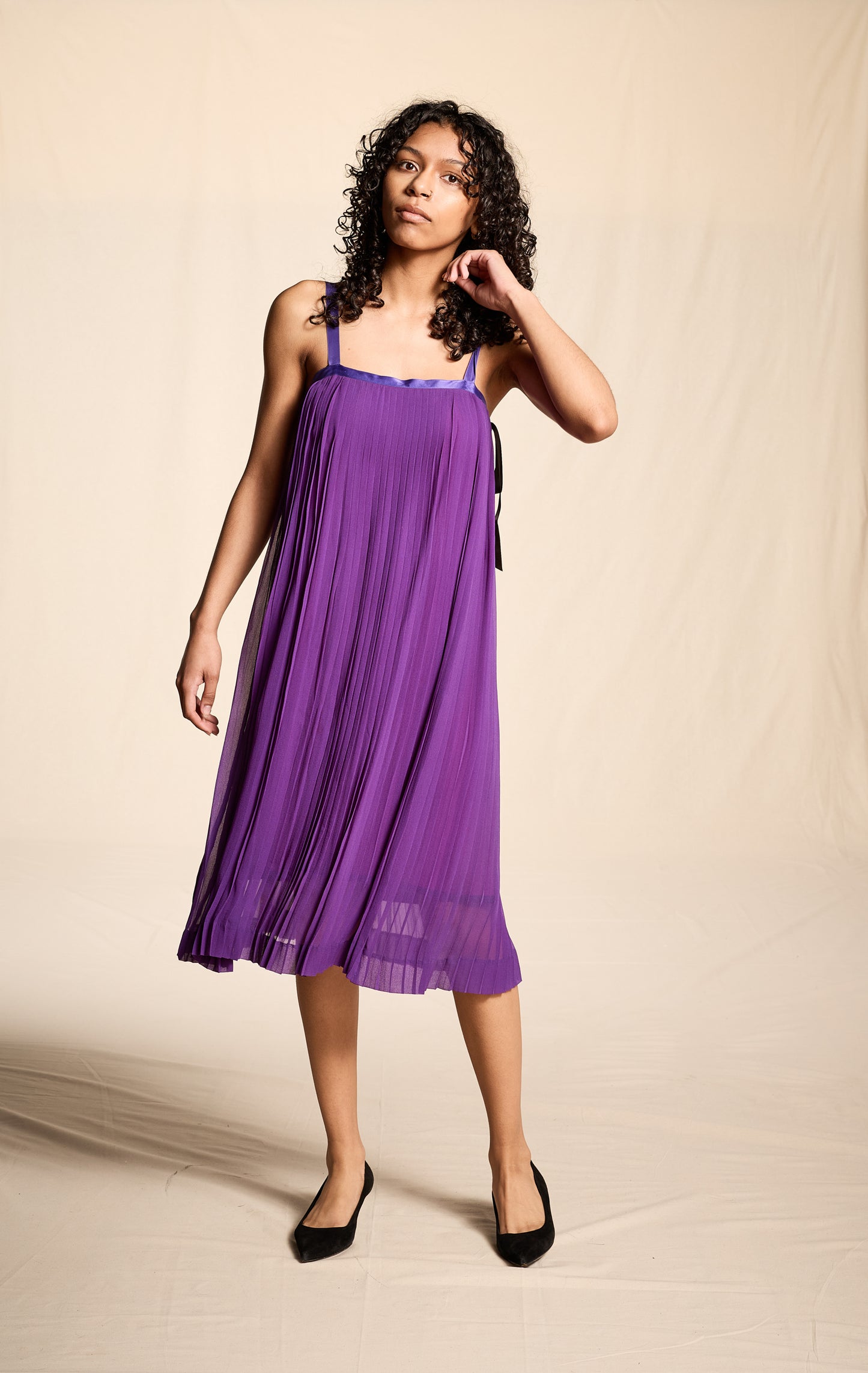 Yves Saint Laurent Spring/Summer 1979 Violet Silk Pleated Dress